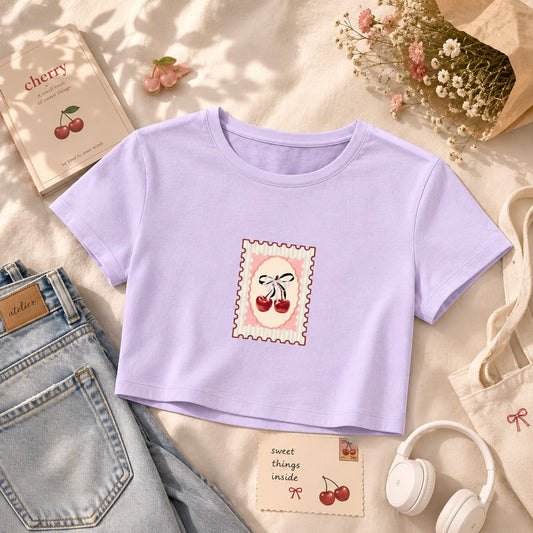 Cherry Stamp Baby Tee