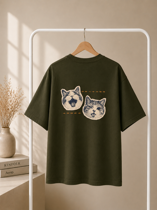 Cat Printed Oversized T-Shirt